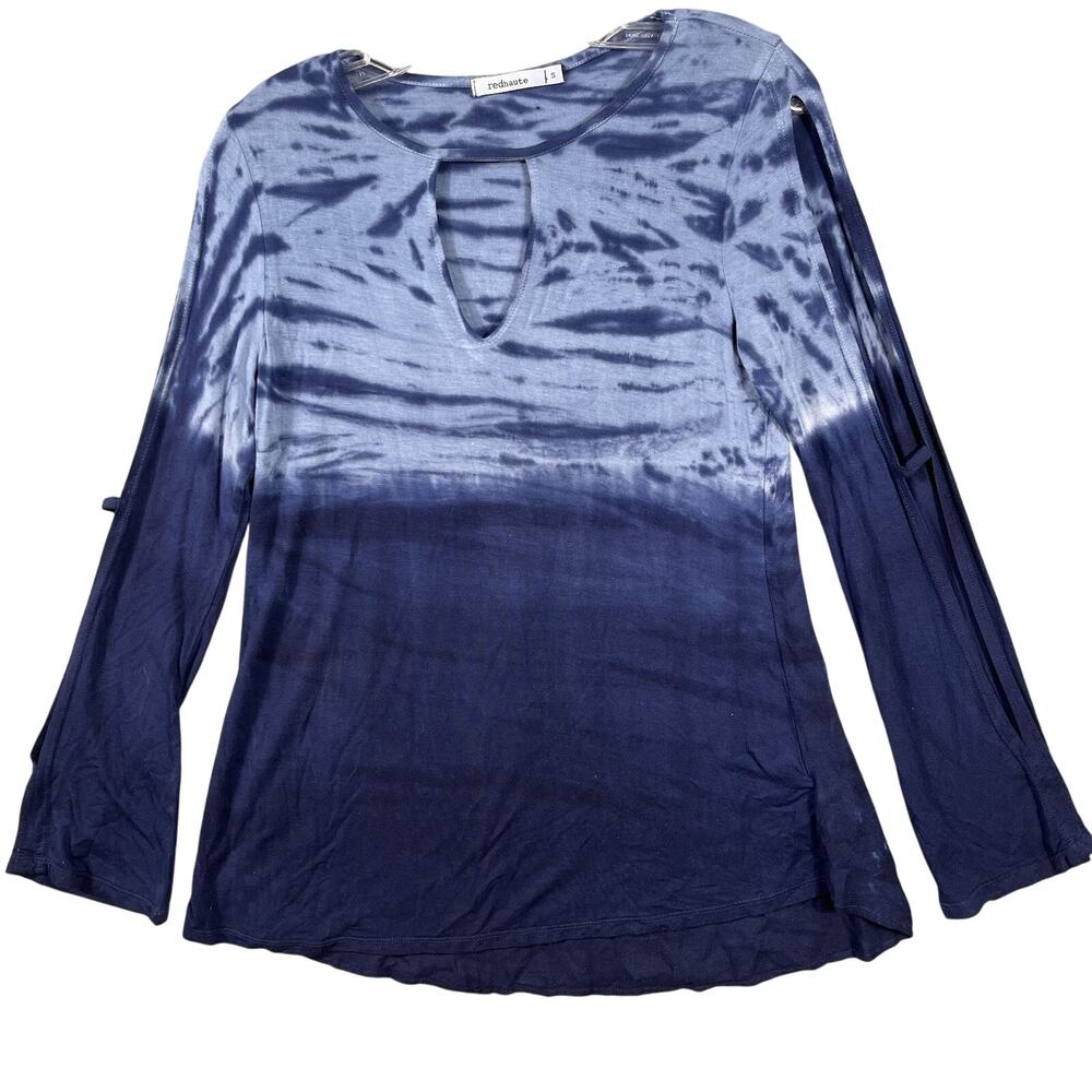 Red Haute Womens‎ blue tie dye Pullover Top Shirt S